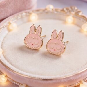 Popland Exclusive Mokoko "Mischievous Blush" Enamel Stud Earrings